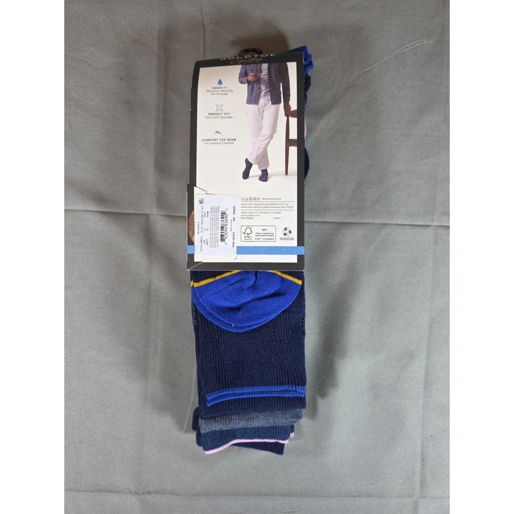 Gold Toe Dress Socks 5 Pairs Mens 6-12.5 Signature Series Moisture‎ Wicking